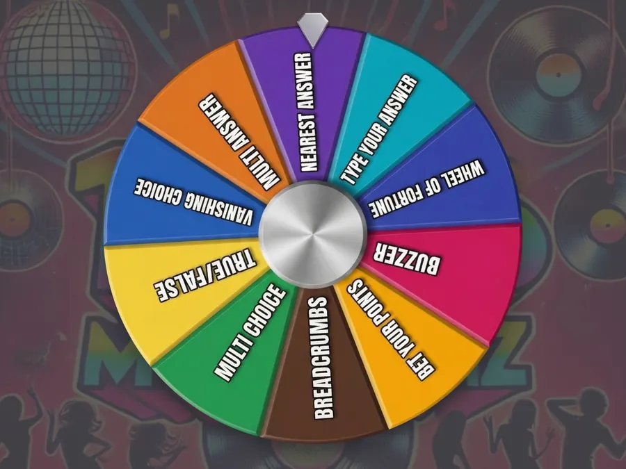 Spinning wheel landing on the next question type